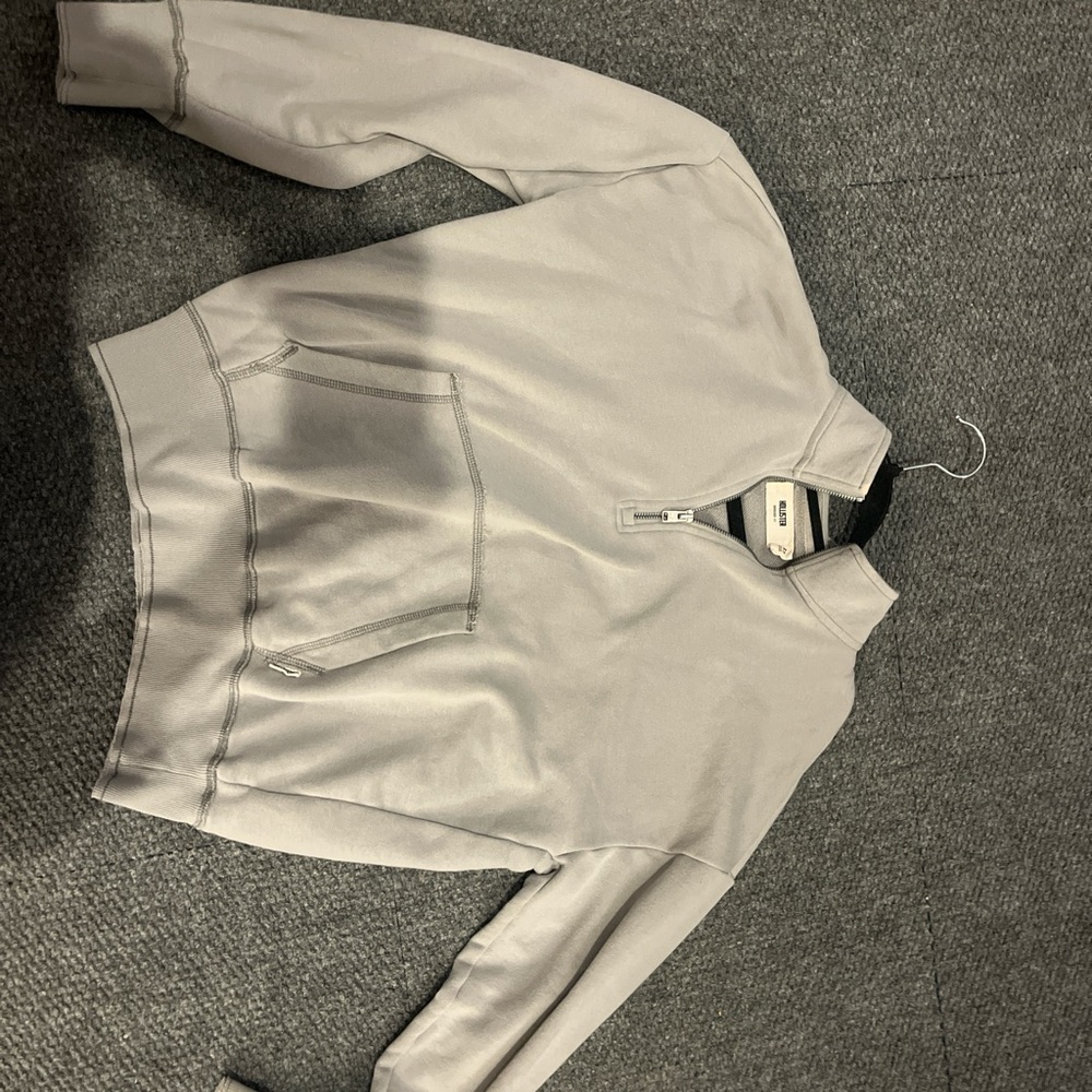 Hollister Light Gray Oversized Quarter-Zip
